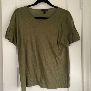 Jcrew olive tee w/ruffle sleeve
